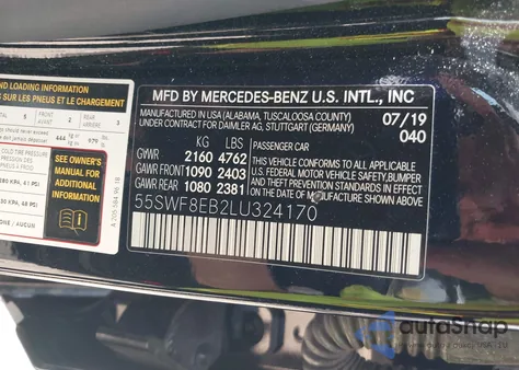 2020 Mercedes-Benz C 300 4Matic из США, поврежденный, VIN 55SWF8EB2LU324170